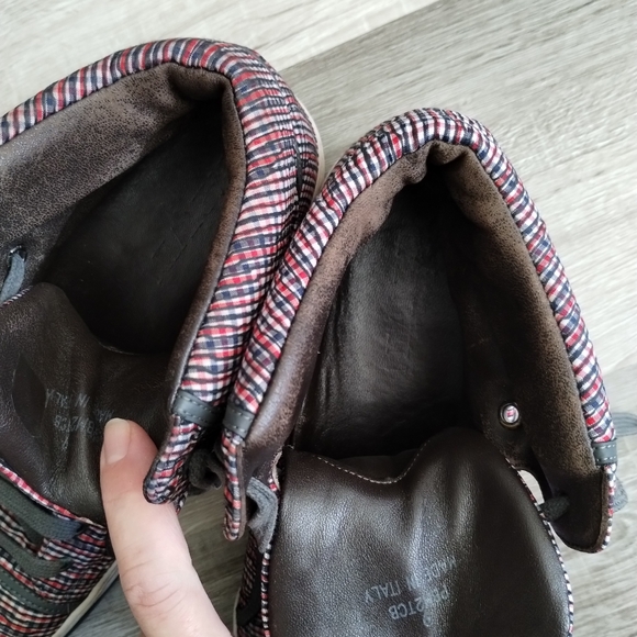 Lanvin Men's High-Top Sneakers Plaid 9 - Picture 3 of 6